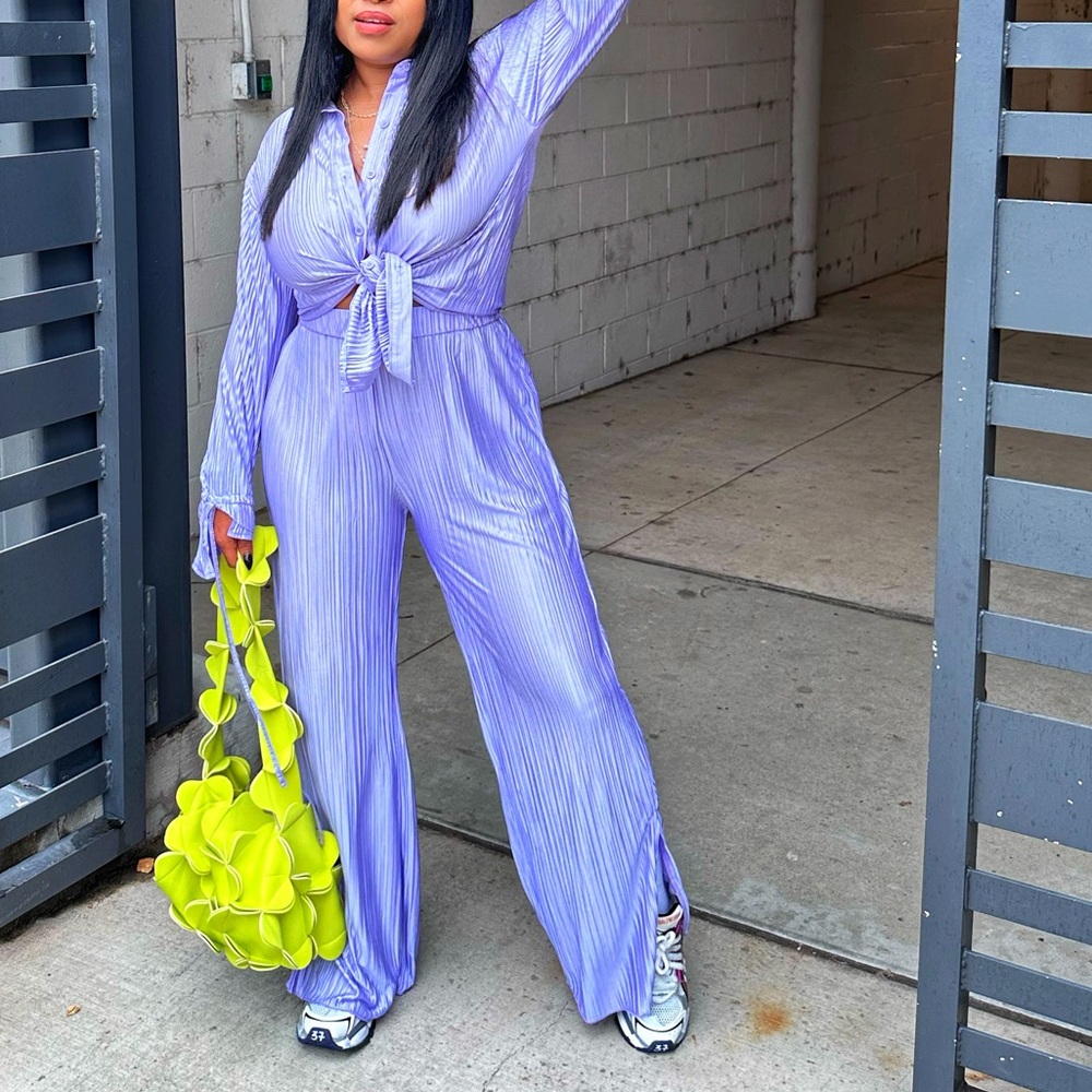 Enyami Fashion Pleated Co Ord Suit Lounge Wear